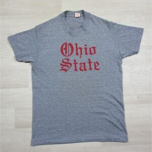 Vintage 1980s Ohio State University Buckeyes T Shirt Size (M) Script Logo 50/50